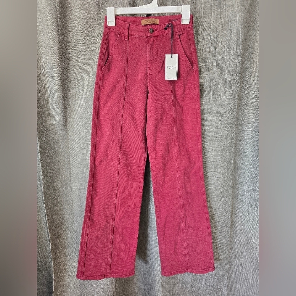 Judy Blue Jenna High-Waisted Front Seam Straight Leg Burgundy Pants Jeans Size 0